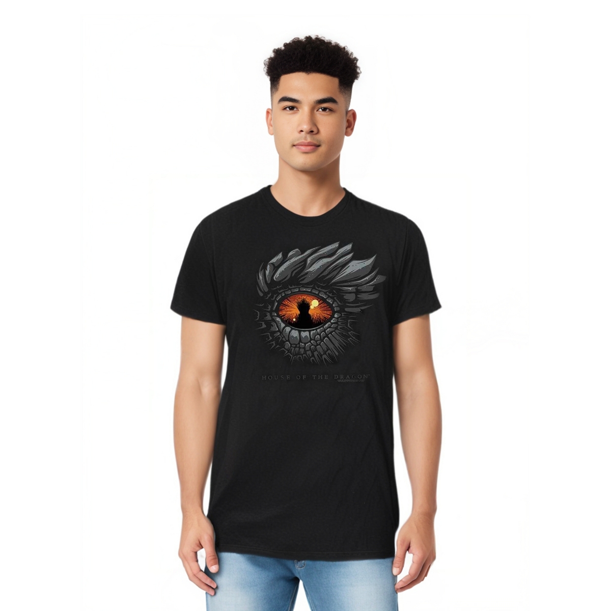 Mens Eye Of The Dragon Short Sleeve Adult Tall Tee / T-Shirt - Black