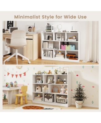 3-Tier Open Bookcase 8-Cube Floor Standing Storage Shelves Display Cabinet