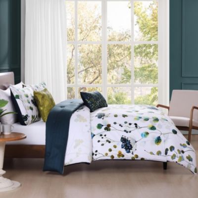 Abstract Vines Bedding 220 Thread Count Cotton Sateen Reversible 5 Piece Comforter Set, Queen Size