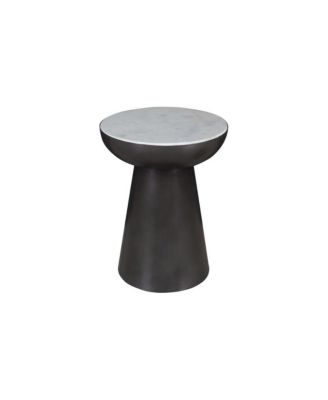 Circularity Modern Luxury Marble and Iron 18" Round Pedestal End Table