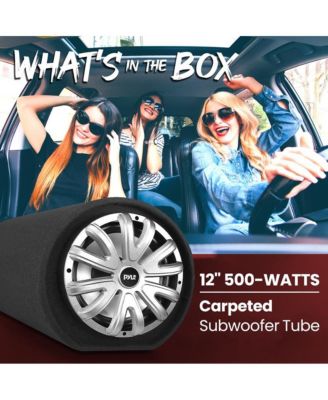 Subwoofer Box System, 12'' 500W, Carpeted Tube Enclosure, Rear Vented Design