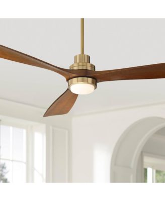 66" Delta XL Modern Indoor Ceiling Fan 3 Blade LED Light Remote Control Soft Brass Finish Bedroom Living Room DC Motor