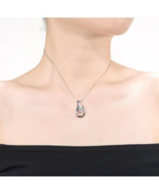 Sterling Silver Clear Cubic Zirconia With a Hook Pendant Necklace