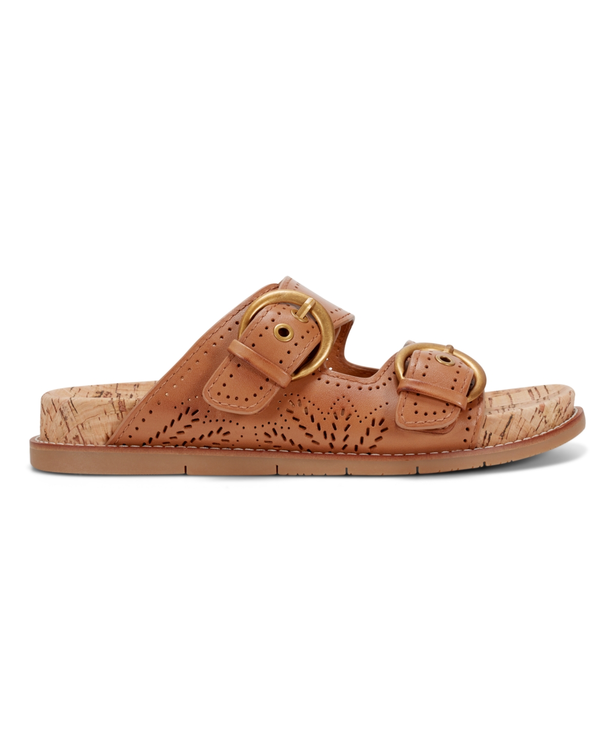 Shop Earth Women's Francii Double Band Flat Slip-on Sandals In Cognac Leather