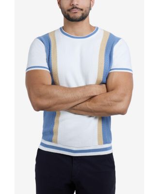 Men's Jacquard Crew Neck Short Sleeve Sweater