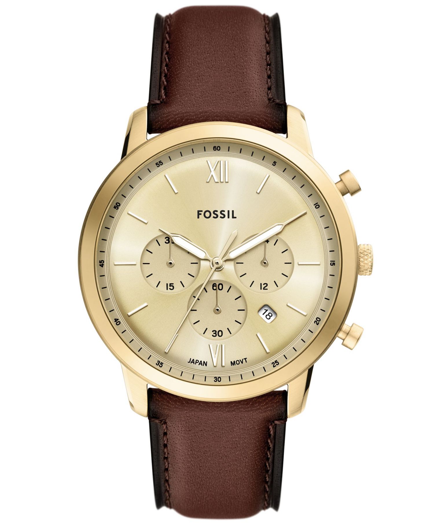 Men's Neutra Chronograph Brown Leather Watch, 44mm