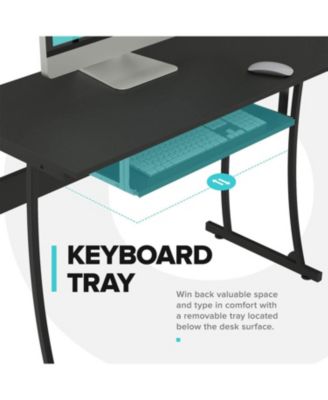 L Shaped Modern Computer Office Desk w/ Keyboard Tray, Easy Assembly