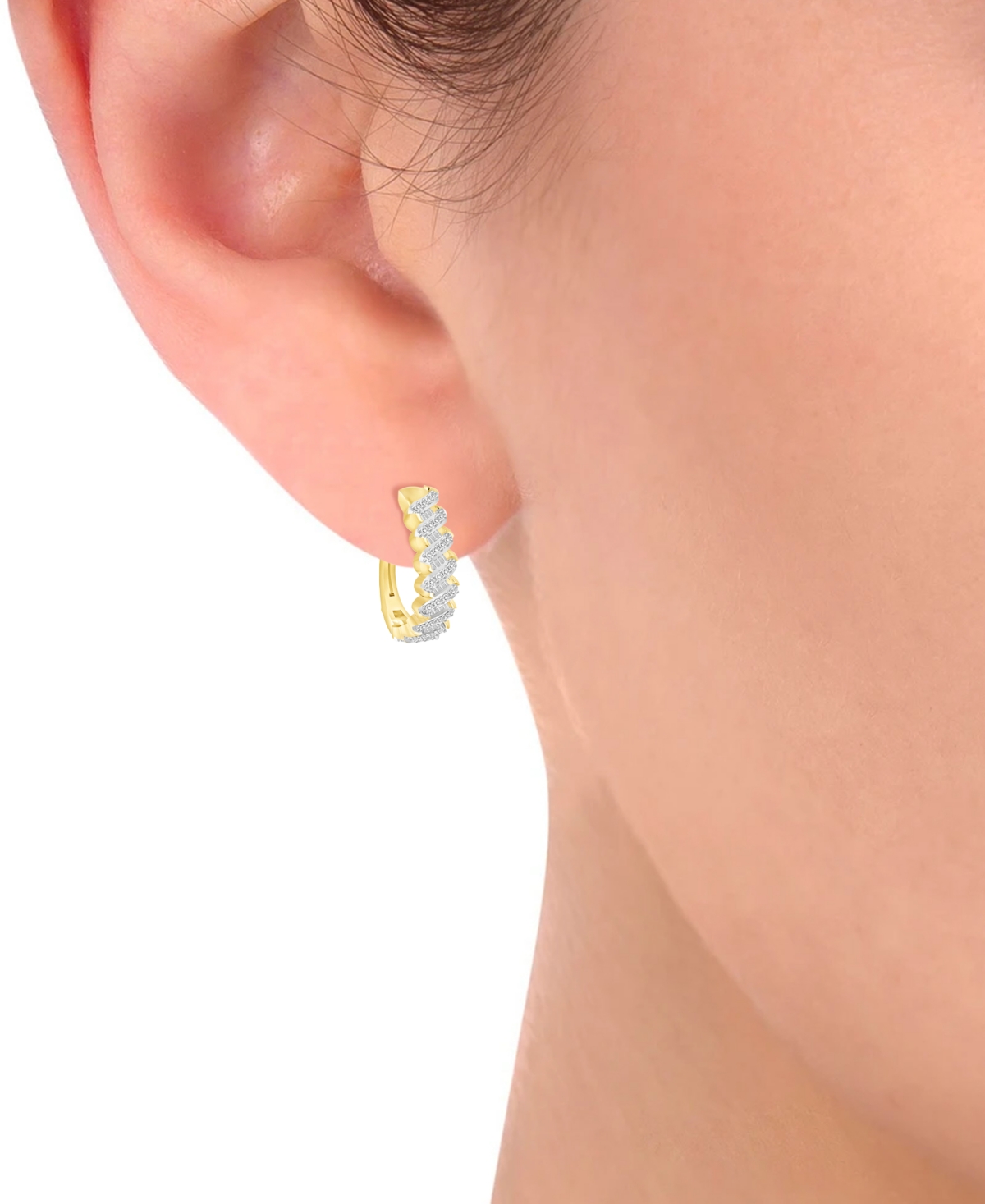 Macy's Diamond Oval Hoop Earrings (1/2 Ct. T.w.) In 14k Yellow Gold In Yellow Gold