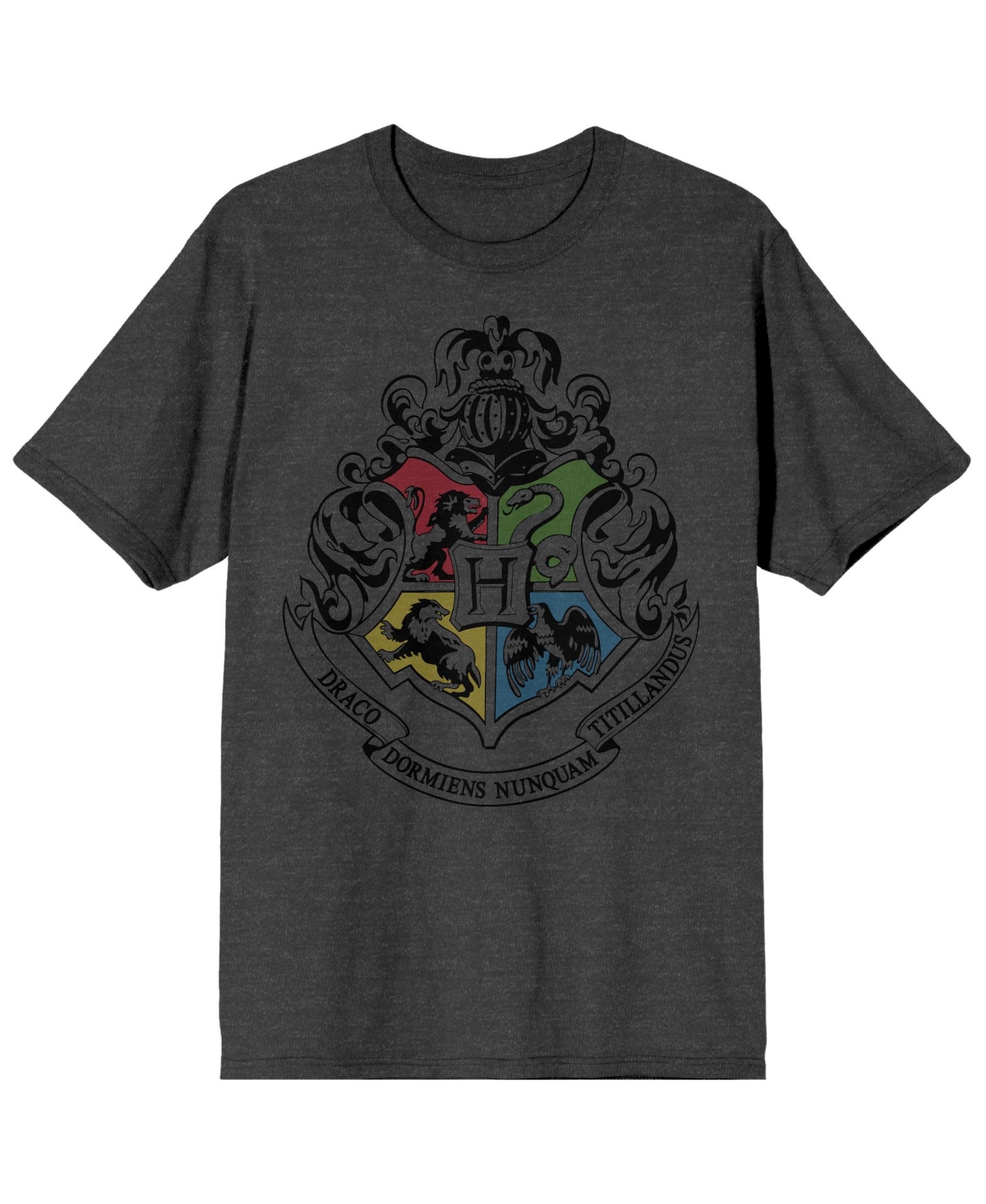 Men's Hogwarts Crest Charcoal Heather T-shirt-3X-Large - Grey