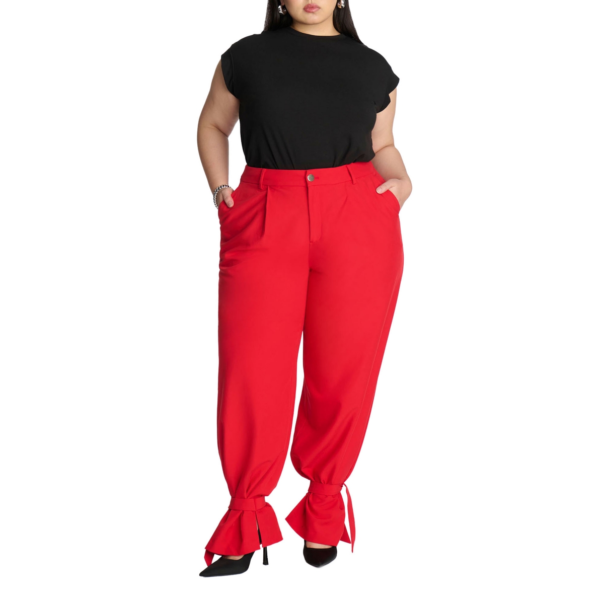 Plus Size Ankle Tie Trouser - Barbados cherry
