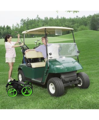 4 Wheels Foldable Golf Push Pull Cart Trolley w/ Brake Waterproof Bag