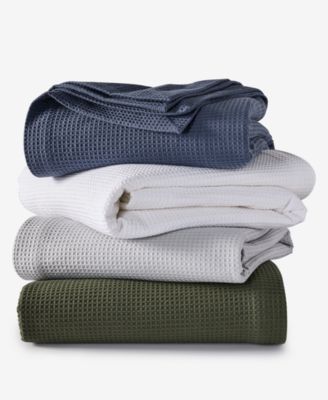 Arch Studio Waffle Cotton Blankets Exclusively At Macys In Olive