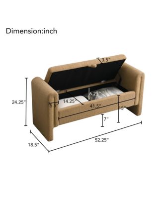 Modern Teddy Bed End Bench with Storage and Arms, Upholstered Foot Rest Stool, Comfy Vanity Bench
