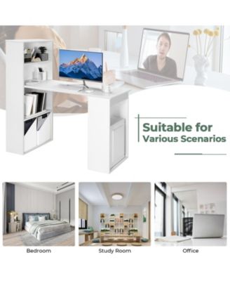 Computer Desk Writing Workstation Office with 6-Tier Storage Shelves