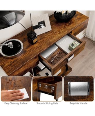 Console Table with Drawer and 2-Tier Shelves for Entryway Living Room