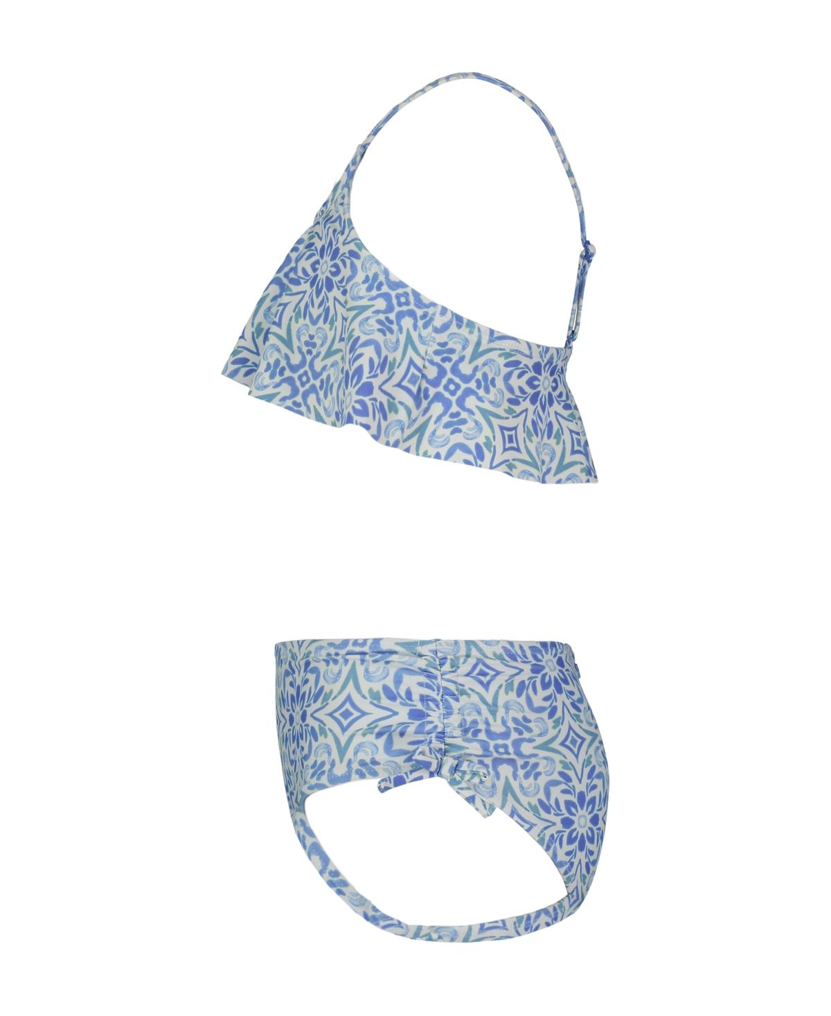 Roxy Big Girls Fresco Tile Flounce Bikini, 2-piece Set In Blue Bonnet