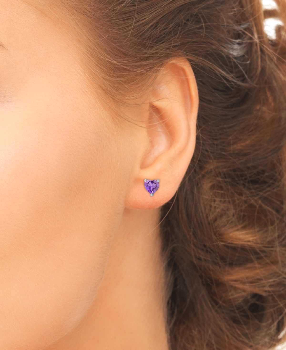 Macy's Amethyst (1-3/8 Ct. T.w.) Graduated Heart 3-pc. Set Stud Earrings In Sterling Silver In Amethyst
