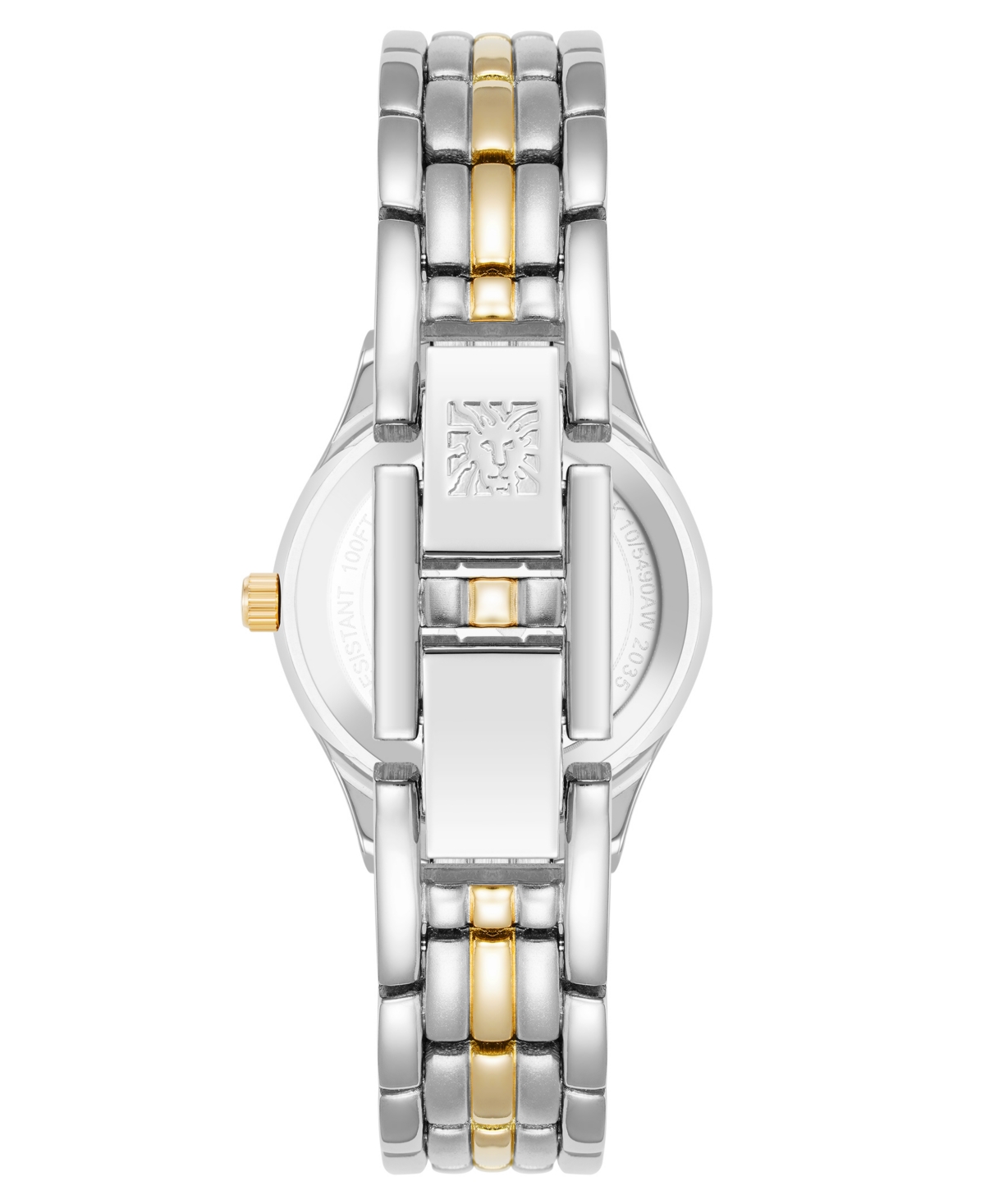 Anne Klein Women's Quartz Black And Two-tone Metal Alloy Watch, 26mm In Black,silver-tone And Gold-tone