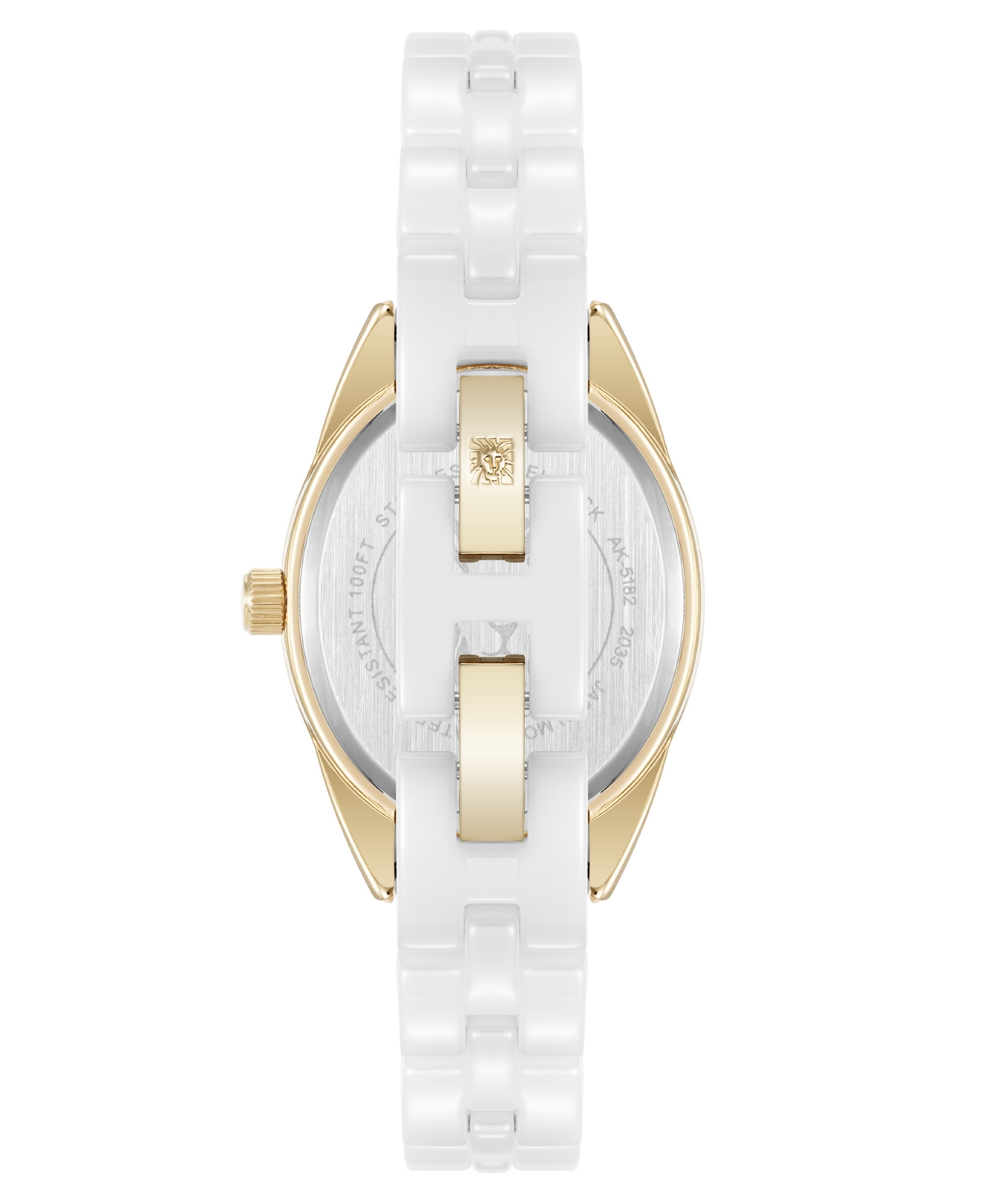 Anne Klein Women's Quartz White Ceramic Oval Diamond Dial Watch, 27mm