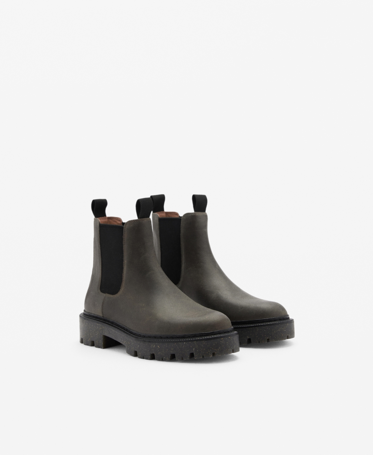 Mango Leather Chelsea Ankle Boots Grey In Gray