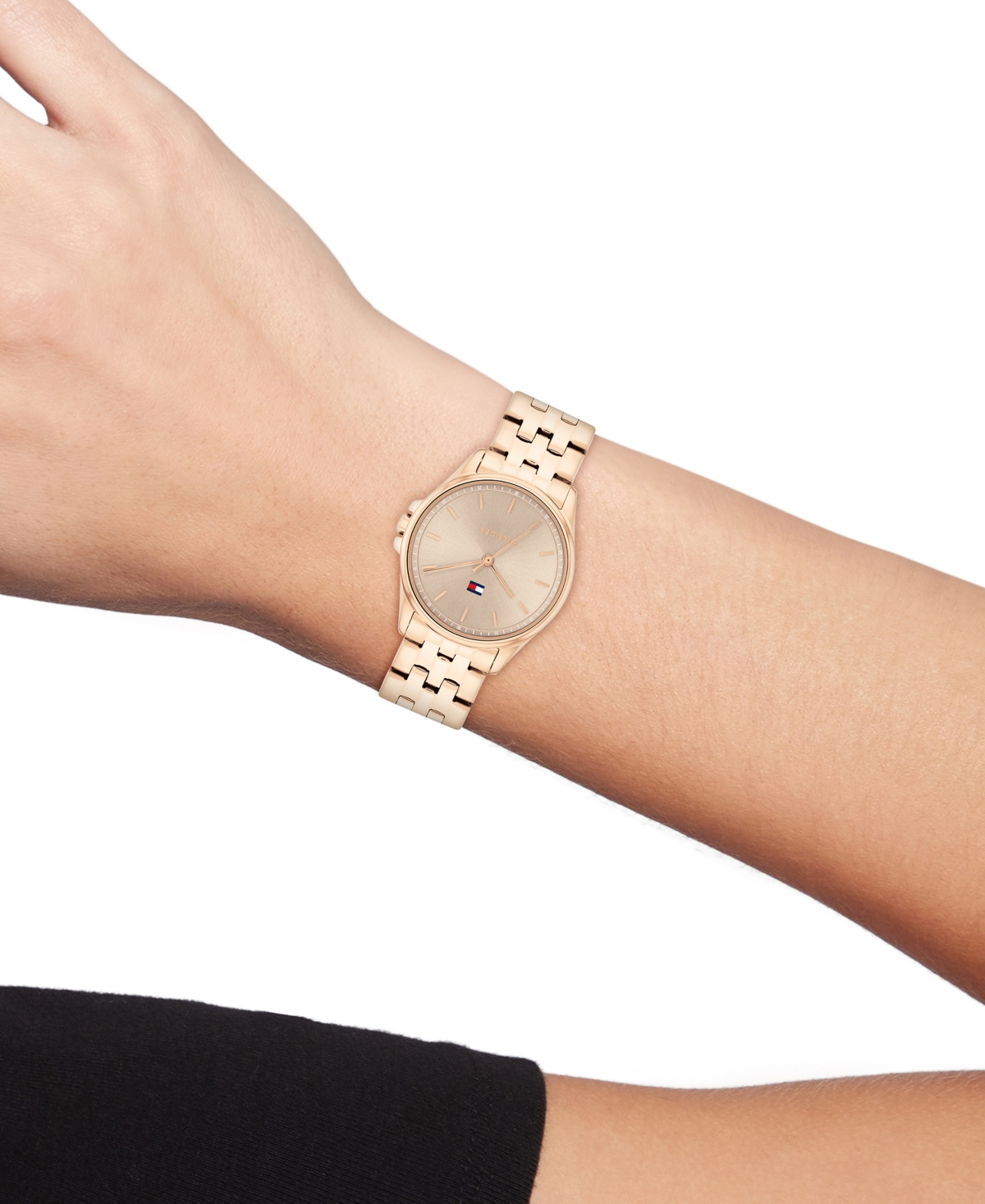 Tommy Hilfiger Women's Quartz Rose Gold Tone Stainless Steel Bracelet Watch, 30mm In Taupe