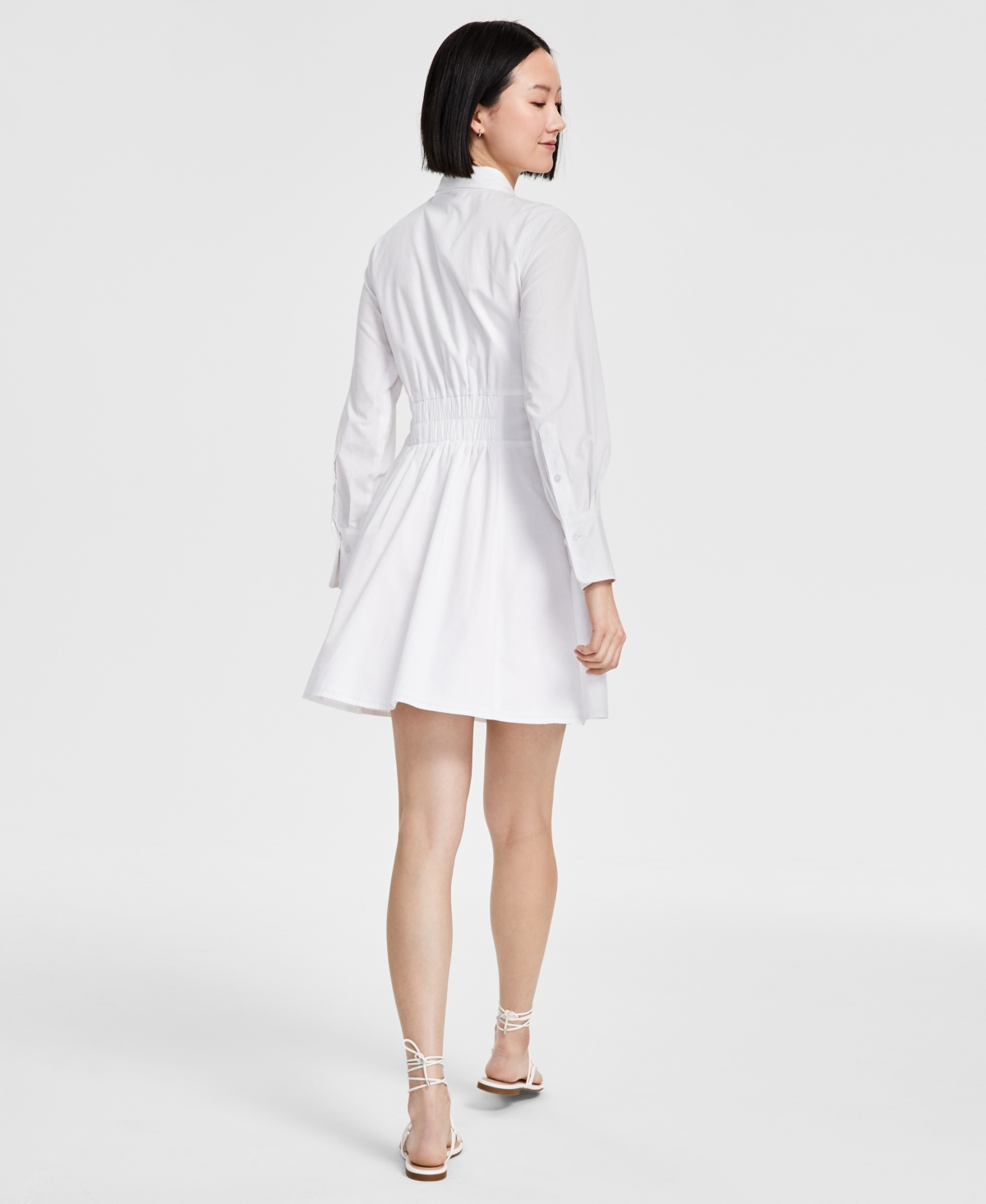 Msk Women's Cotton Darted Fit & Flare Shirtdress In Bright White