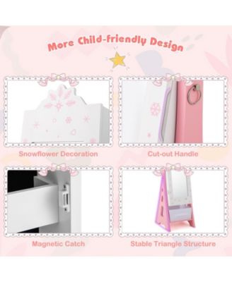 Kids Jewelry Cabinet with Full-Length Mirror and Foldable Drawer