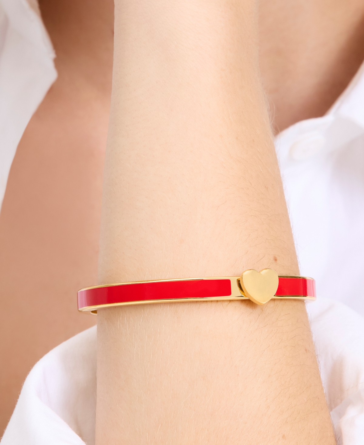KATE SPADE ENAMEL POLISHED HEART YOU BANGLE BRACELET 