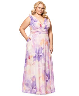 Plus Size Sleeveless V-Neck Floral Dress
