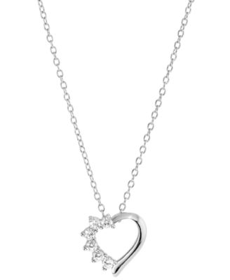 Macy's - Cubic Zirconia Heart Pendant Necklace (1/3 ct. t.w.) in Sterling Silver
