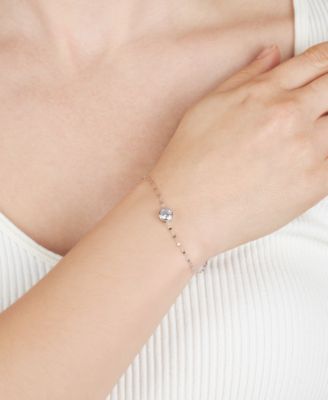 Cubic Zirconia Solitaire Bezel Mirror Link Chain Bracelet (1 ct. t.w.) in Sterling Silver