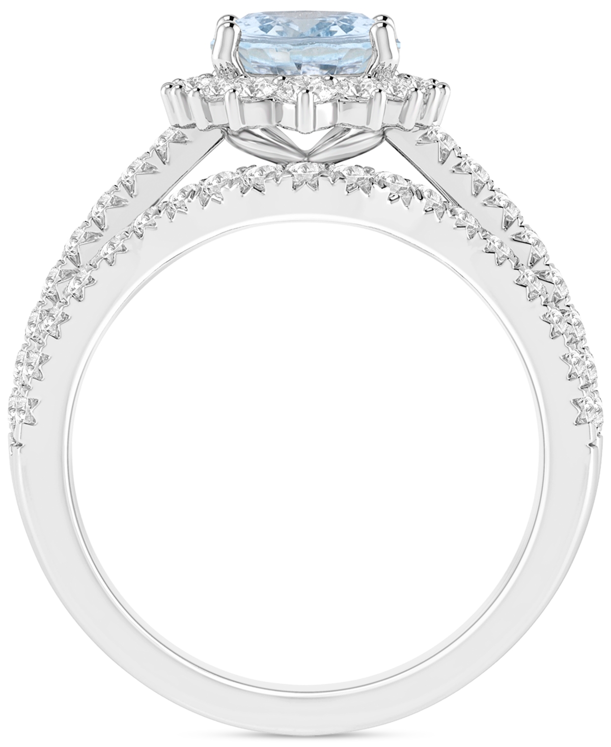 Macy's Aquamarine (1-1/2 Ct. T.w.) & Diamond (7/8 Ct. T.w.) Oval Halo Bridal Set In 14k White Gold In Aquamarine