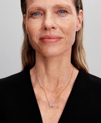 Gold-Plated Sparkling Bow Necklace