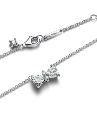 Sterling Silver Sparkling Bow Necklace
