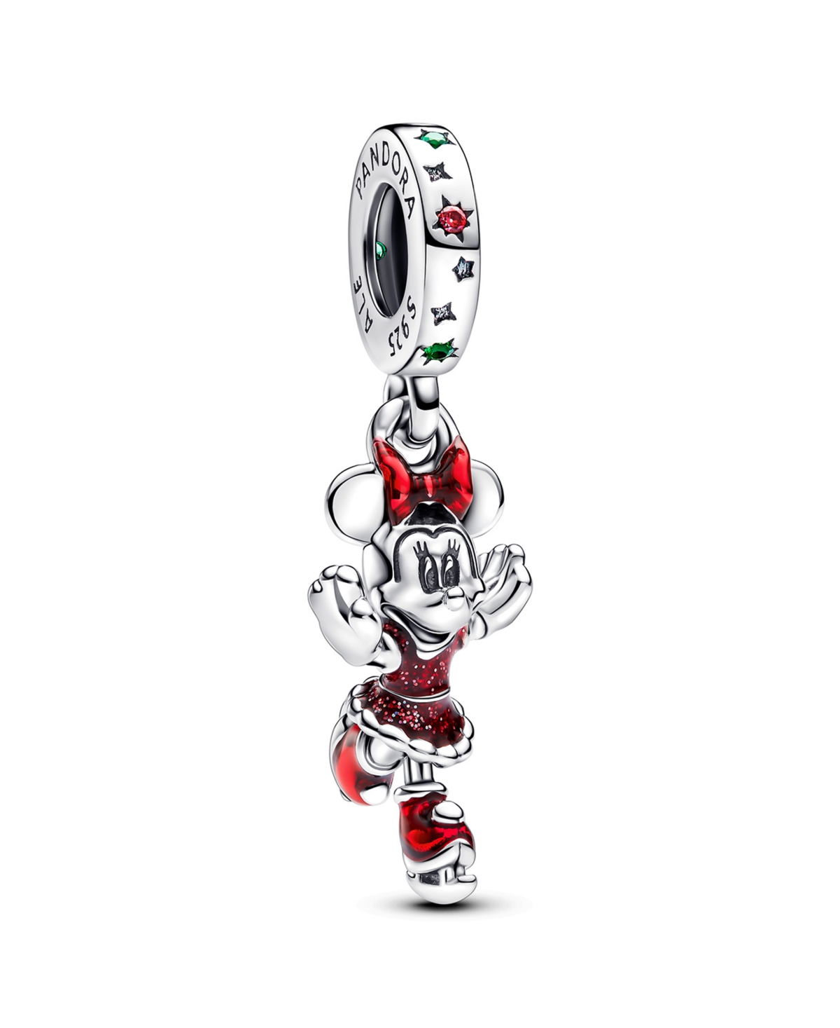Pandora Minnie Mouse Ice Skating Dangle Charm In Sterling Silver