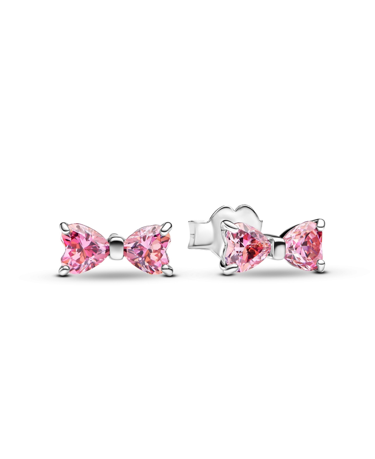 Pandora Sterling Silver Sparkling Bow Stud Earrings In Pink