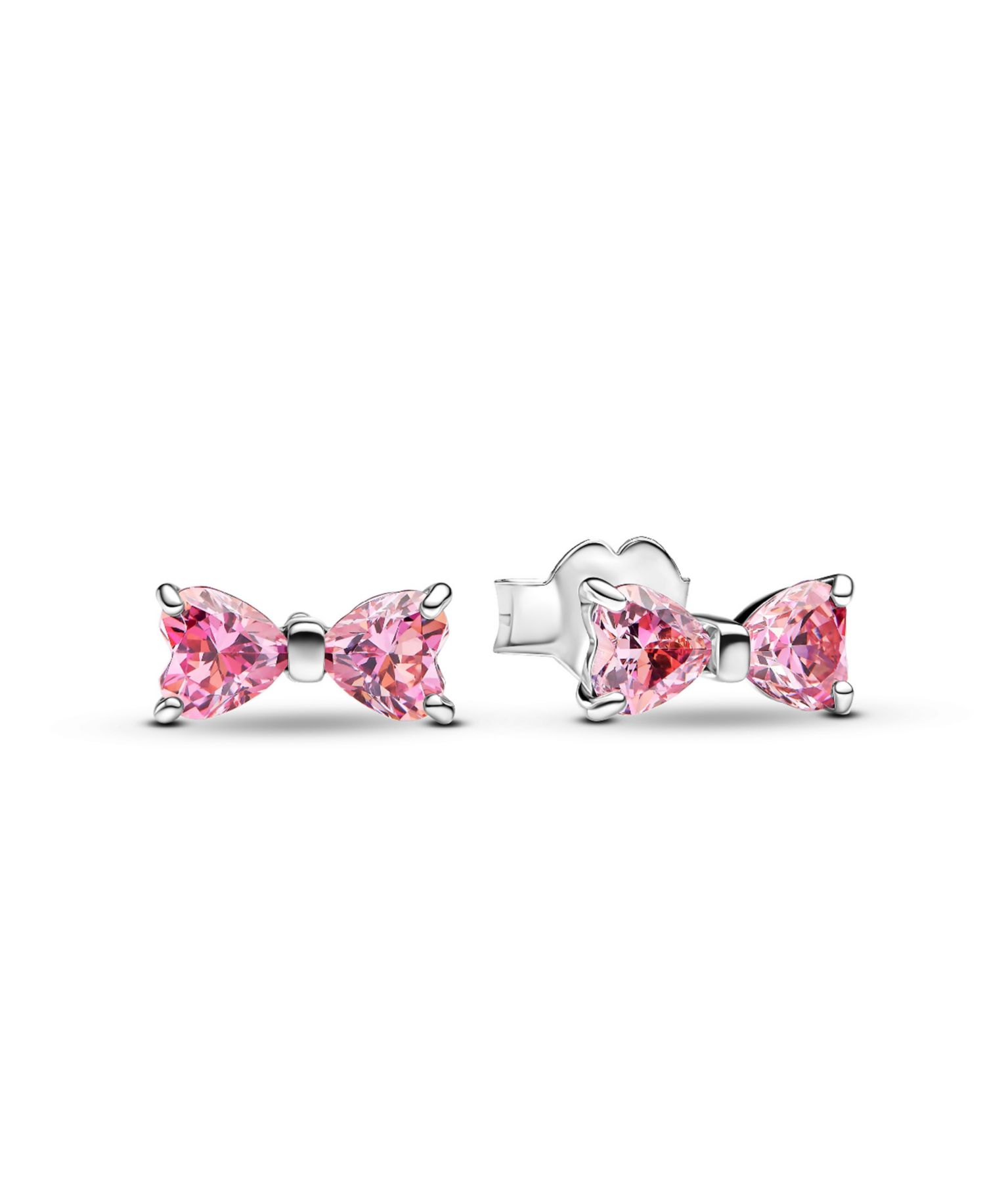 Sterling Silver Sparkling Bow Stud Earrings