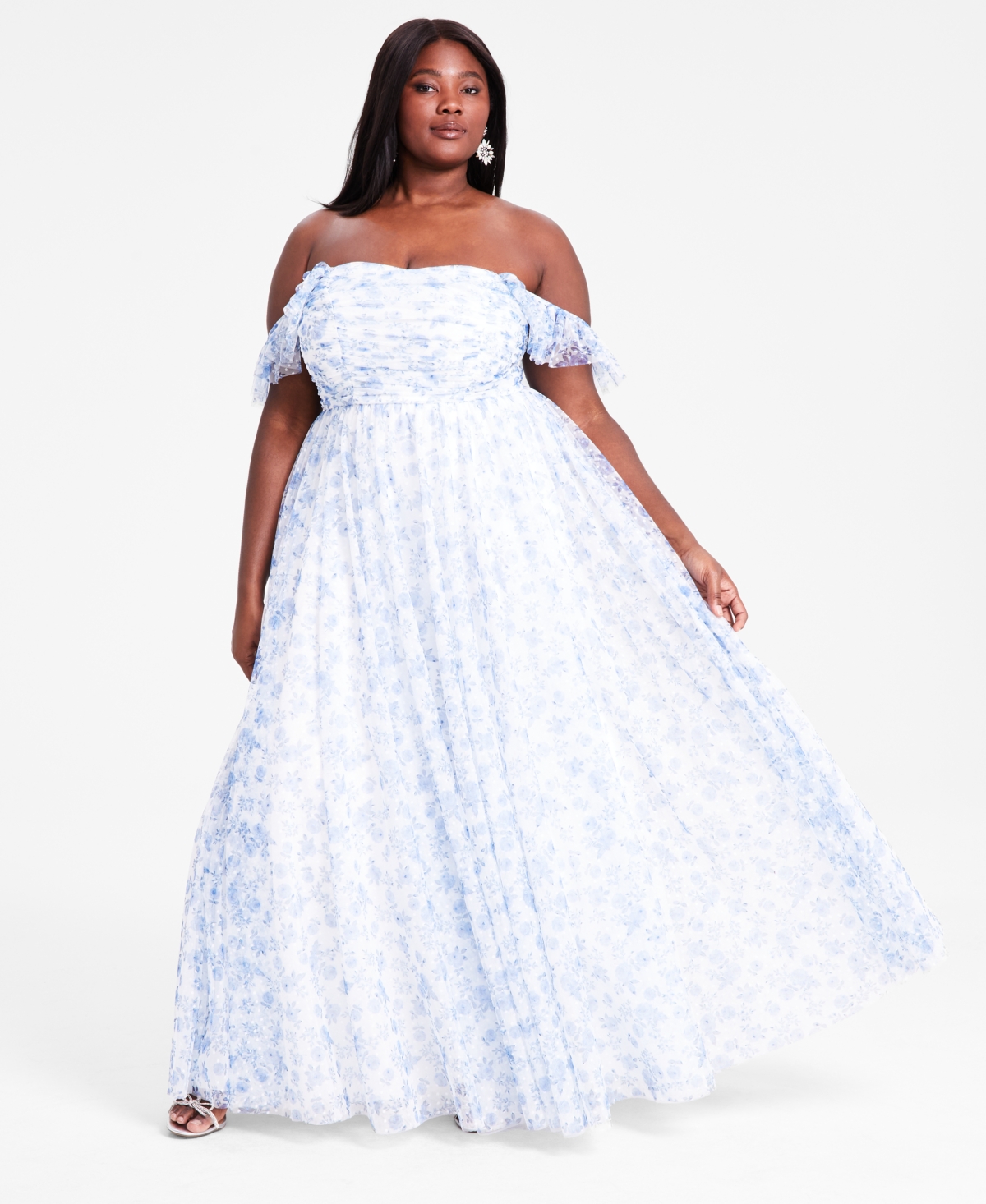 CITY STUDIOS TRENDY PLUS SIZE OFF-THE-SHOULDER BALL GOWN, CREATED FOR MACY'S 