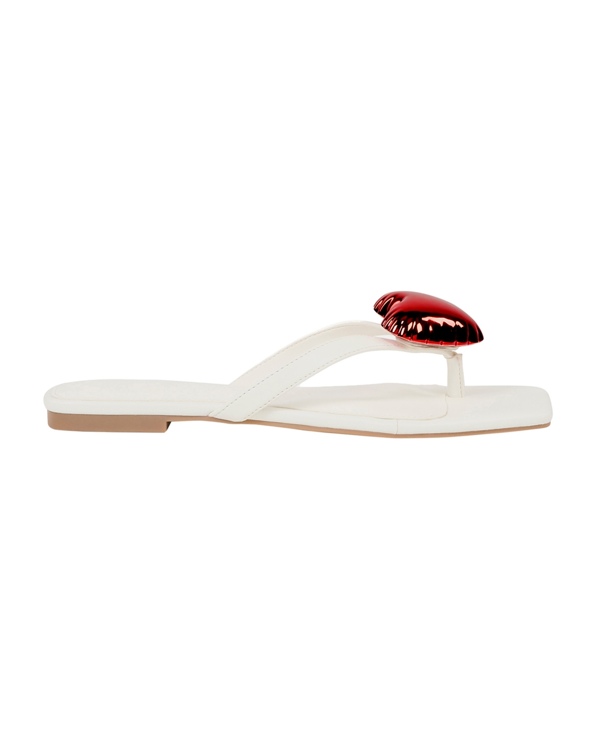KATY PERRY WOMEN'S THE CAMIE HEART THONG SQUARE TOE FLAT SANDALS 
