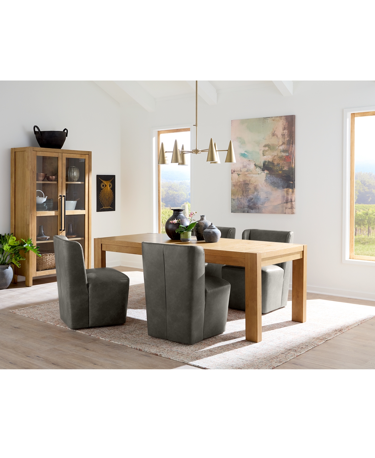 Macy's 5 Pc. Dining Set (davie Rectangular Table & 4 Seham Chairs), Created For  In Slate