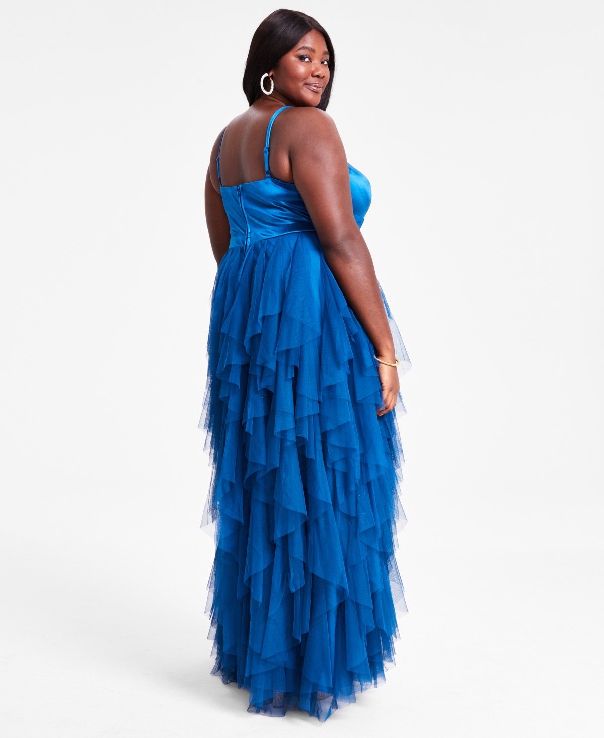 CITY STUDIOS TRENDY PLUS SIZE CORSET-BODICE RUFFLED-SKIRT GOWN 