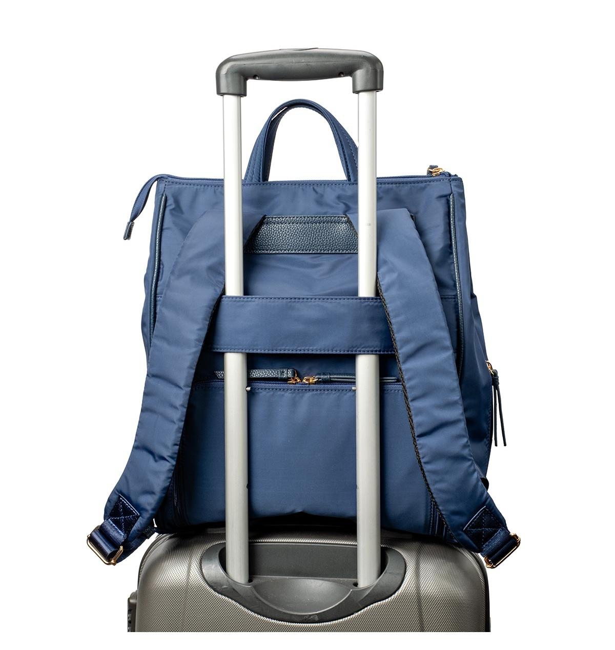 Minkeeblue Convertible Organizational Amber Backpack With Lunch Bag In Royal Blue