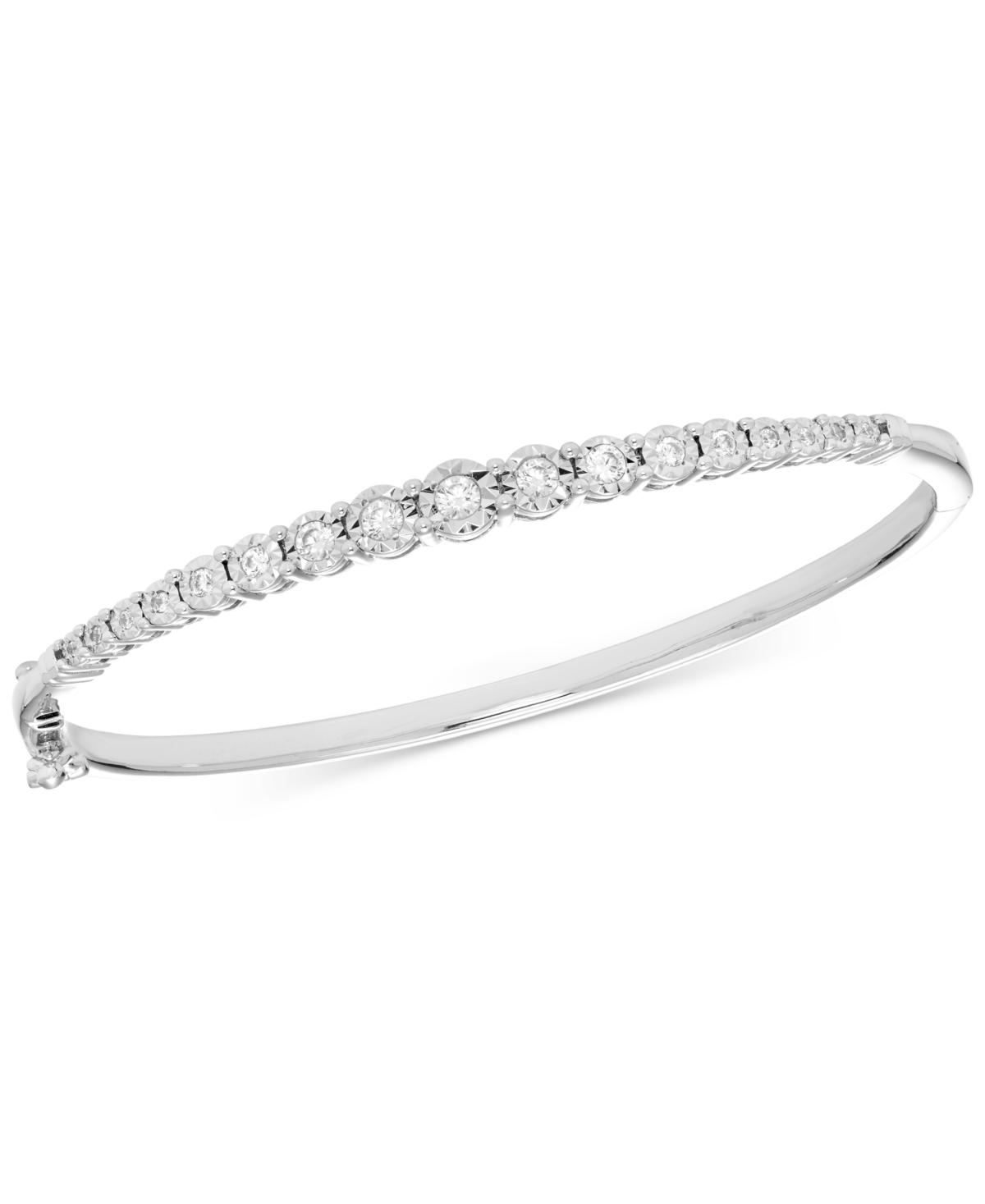 Macy's Diamond Graduated Bangle Bracelet (3/8 Ct. T.w.) In Sterling Silver In Sterling S