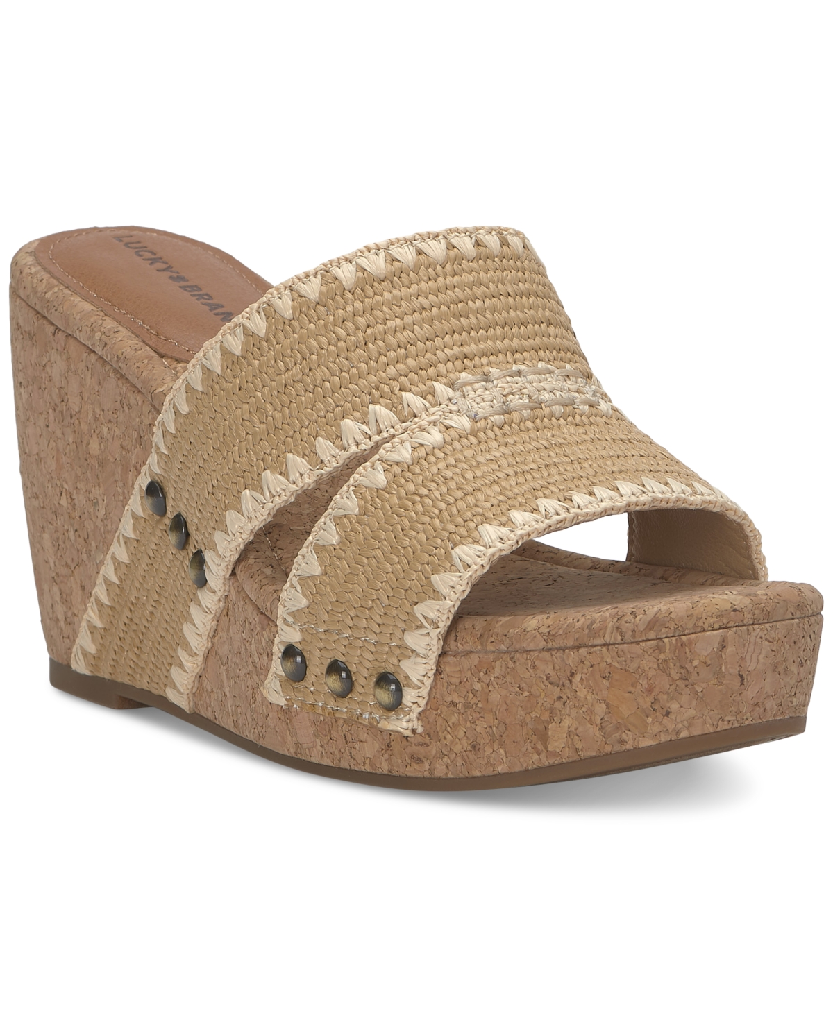 Shop Lucky Brand Women's Vickta Platform Wedge Sandals In Dark Natural