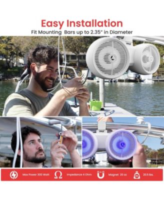 8'' Marine Bluetooth Wakeboard Speaker System with LED Lights, 300W, White