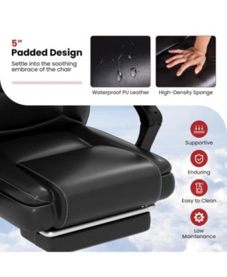 Massage Adjustable Executive Chair with Armrests and Retractable Footrest