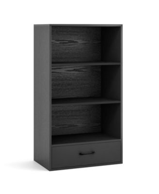 48 Inch Tall 4 Tiers Wood Bookcase with Drawer