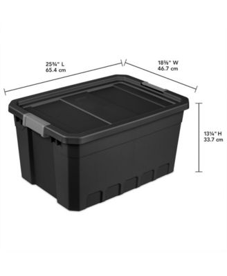 19 Gal Rugged Industrial Stackable Storage Tote w/ Lid, Black, 18 Pack