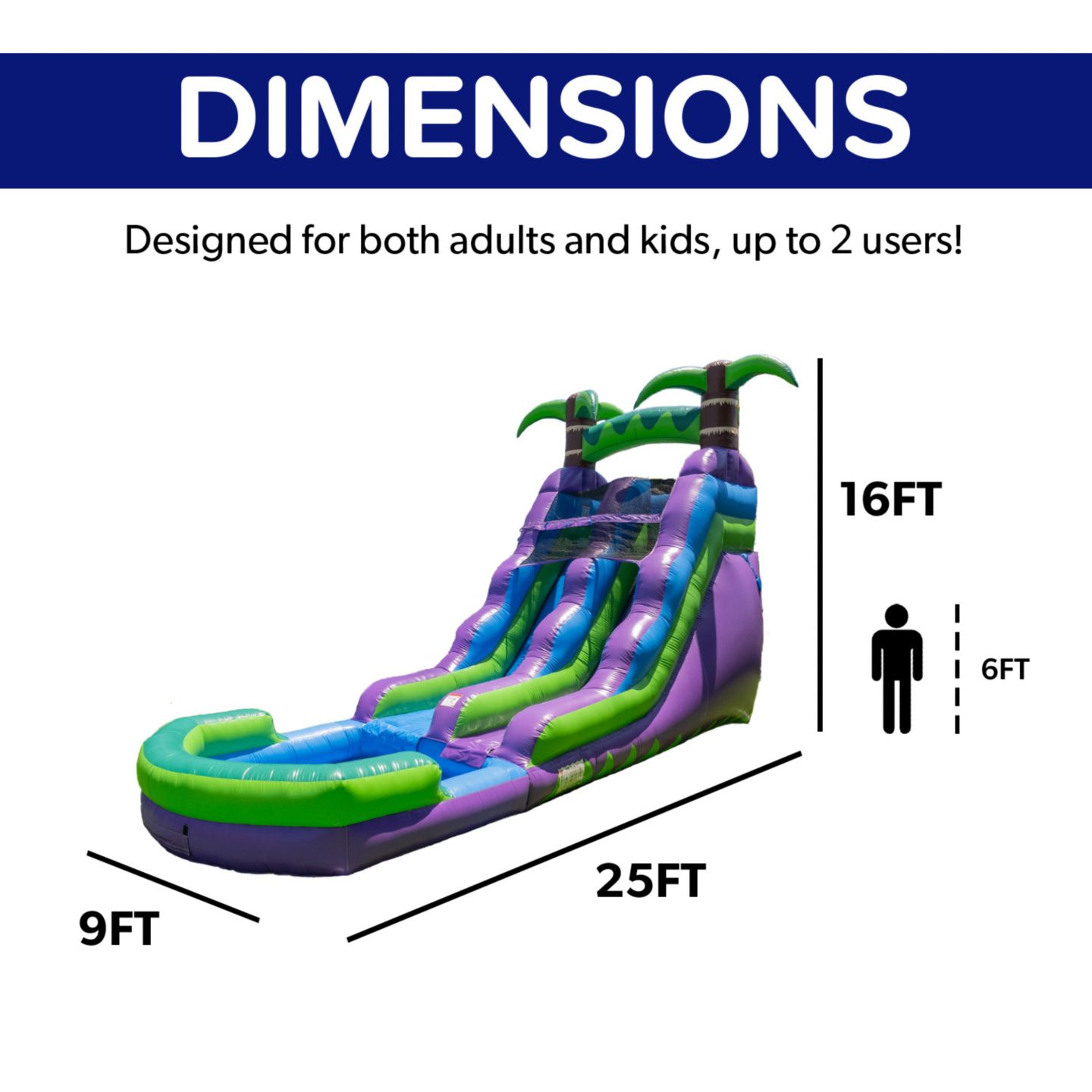Детская игрушка HERO Kiddo Summer Breeze 16" Inflatable Commercial-Grade Water Slide with Attached Pool, Ages 3+, цвет: Open Miscellaneous — фото 5
