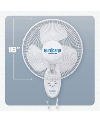 Supreme 16 Inch 90 Degree Oscillating 3 Speed Wall Fan, White (2 Pack